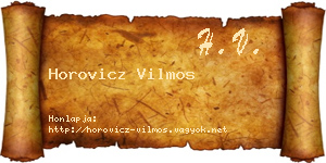 Horovicz Vilmos névjegykártya